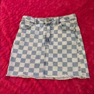 Art Class Checkered Denim Skirt